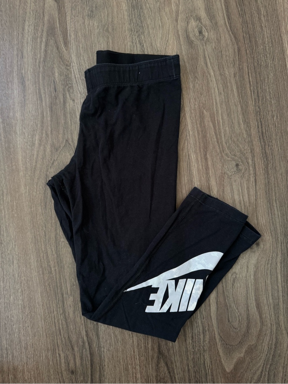 Nike Black Women's Leggings with White Swoosh Logo